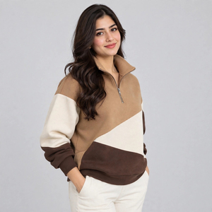 Sweat-shirt demi-zip pour femme de haute qualité, en tissu polaire doux premium, col au design moderne, coupe décontractée, vêtements personnalisés, vente en gros OEM - Product Image 4