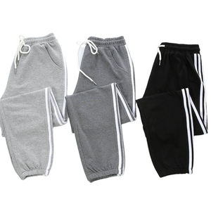 Pantalones Deportivos Grises para Hombre, 100% Algodón, Teñidos, Cintura Elástica, Franja Lateral, Casuales, para Invierno - Product Image 3
