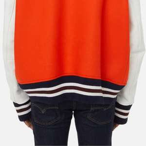 Nouvelle Vente Chaude Hiver Blouson de Baseball Universitaire Style Urbain Coupe-Vent avec Patchs Brodés en Chenille et Manches en Cuir Véritable - Product Image 5