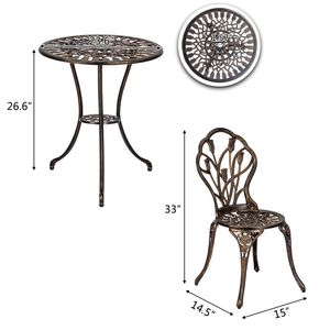 Set Bistrot Tulip in Alluminio Pressofuso da Esterno, 3 Pezzi, Tavolo e Sedie XH per Uso in Giardino - Product Image 6