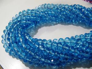 Perles de cristal de topaze bleue suisse de 8 pouces de long, 8 mm, pierres naturelles facettées en forme de rondelle pour la fabrication de bijoux - Product Image 4