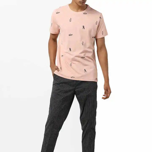 T-shirt formel rose à manches courtes pour homme avec imprimé laser pieuvre, col rond, coupe classique, en jersey polyester/coton, séchage rapide - Product Image 1
