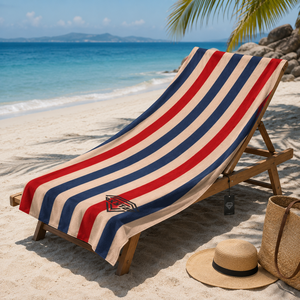 Toalla de Playa de Microfibra a Rayas con Logotipo Personalizado, Secado Rápido, Antiarena, Toalla de Baño Grande, Fabricante Mayorista, Funda para Silla de Piscina - Product Image 4