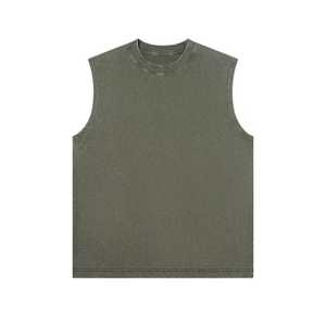 Men's O-Neck Sleeveless <b>Tank</b> <b>Top</b> Solid Color Knitted Cotton Casual Wear Gray Brown - Product Image 5