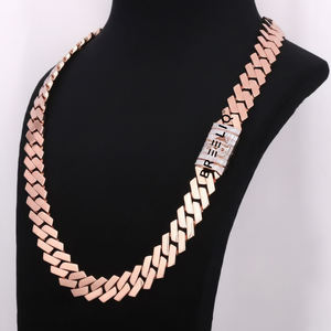 Cadena Cubana Miami de Oro Rosa de 14 Quilates con Diamantes Cultivados en Laboratorio de Alta Calidad, Collares con Diseño de Cierre Personalizado para Hombre - Product Image 5