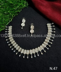 Conjunto de Joyería Nupcial Clásico Americano de Aleación, Collar y Pendientes de Dos Piezas, Regalo de Compromiso y Boda, Chapado en Platino, Estilo Étnico - Product Image 2