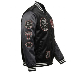 Chaqueta Varsity de Satén con Bordado de Alta Calidad y Estilo Encaje para Hombre, Ropa de Invierno, Chaqueta Bomber de Poliéster Satinado para Hombre - Product Image 3