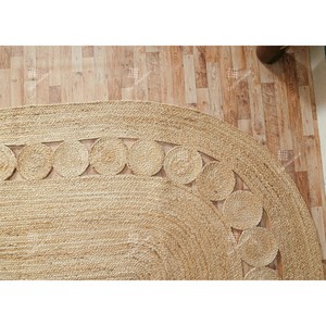 Farmhouse Style Flat Pile Eco Friendly Living Room Decor Oval Braided Jute Area Rug Solid Color - Product Image 4