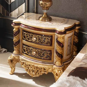 Juego de Dormitorio de Diseño Antiguo Europeo de Lujo, Estilo Barroco Italiano, en Madera de Caoba, Cama Doble Tapizada Tamaño King, Muebles para el Hogar y Hoteles - Product Image 5