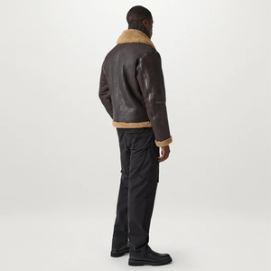 Men's Brown PU Leather Moto <b>Jacket</b> Stand Collar Zipper Closure <b>Slim</b> <b>Fit</b> Autumn Wear - Product Image 3