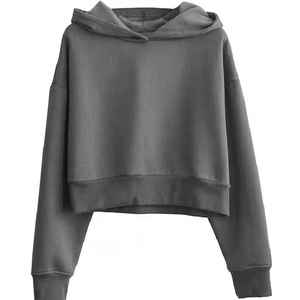 Sudadera Corta con Forro para Mujer, Diseño Único, Cálida para Invierno, 100% Algodón Ecológico, Logotipo Frontal, Ropa Casual para Exteriores - Product Image 1