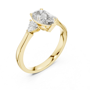 แหวนเพชรทรงหยดน้ำและทรงสามเหลี่ยมเพชรพลอยสีขาว 14K สำหรับผู้หญิง |   ของขวัญวันครบรอบ |   เพชรที่เพิ่งเพาะเลี้ยง - Product Image 6