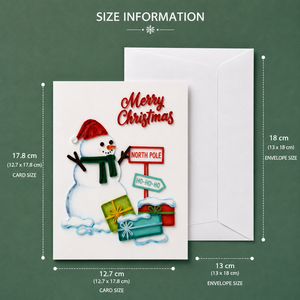 Carte de vœux élégante faite à la main en papier, impression numérique, taille personnalisée, motif bonhomme de neige du Pôle Nord, quilling, Noël Vietnam, haute qualité - Product Image 2