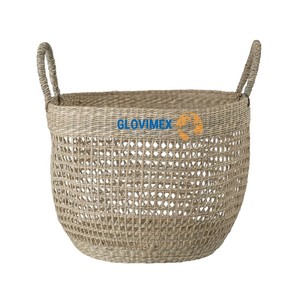 Cesto de Ropa Redondo Rústico de Alta Calidad y Ecológico, de Fibra Natural, con Tapa, Tamaño Personalizable - Product Image 1