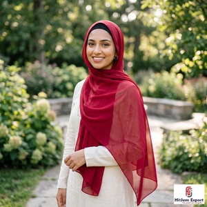 Chiffon Square Scarf Solid Color Breathable Long Hijab <b>Head</b> <b>Wrap</b> Casual Style Spring Summer Wear - Product Image 4