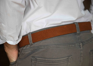 Ceinture en cuir de vachette personnalisable pour homme, style équestre décontracté, avec boucle ardillon, respirante, pour l'équitation sportive - Product Image 2
