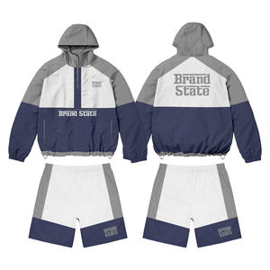 Ensemble deux pièces coupe-vent imperméable pour homme avec broderie logo OEM, fabrication de vêtements de sport sous marque privée - Product Image 3