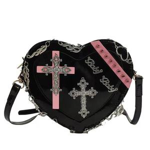 New Fashionable Lady's Pu Crossbody Commuting <b>Bag</b> Heart-shaped Niche Chain Design Animal Prints Zipper Hasp Closure - Product Image 1