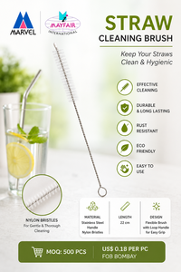 Brosse de nettoyage pour pailles métalliques, réutilisable, design minimaliste, pour le lavage des tasses et accessoires de bar - Product Image 3
