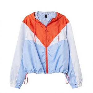 Chaqueta Cortavientos de Nailon para Mujer, con Logotipo Personalizado, Bloques de Color, Estilo Crop Top, Impermeable y Transpirable - Product Image 1