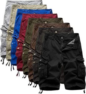 Shorts cargo pour hommes en velours côtelé couleur unie, taille mi-haute, braguette zippée, respirants, décontractés, avec plusieurs poches et logo avant - Product Image 6