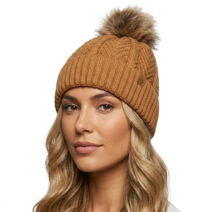 Bonnet en tricot torsadé 100% acrylique unisexe adulte hiver automne couleur unie avec revers et pompon chaud style décontracté 56-58CM - Product Image 5
