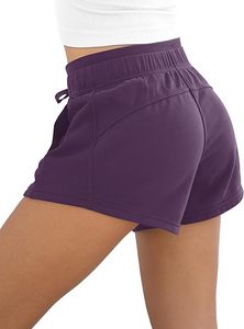 Short de bain et de sport pour filles, couleur violet personnalisé, taille élastique, en molleton bouclette respirant, pour fitness, yoga, jogging et usage quotidien - Product Image 2