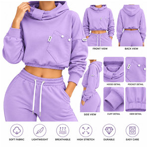 Sudadera con Capucha de Algodón para Mujer, Nueva Llegada, Sudaderas Personalizadas, Sudadera Corta con Capucha - Product Image 5