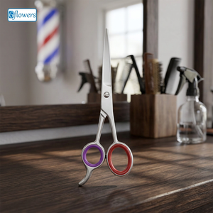 Ciseaux de coiffure professionnels personnalisés en acier inoxydable à bord biseauté convexe avec repose-doigts - Product Image 2