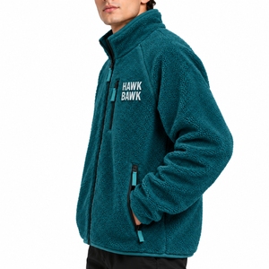Veste en sherpa pour homme, veste en polaire à fermeture éclair intégrale avec col haut et poches latérales, toucher doux en sherpa, tissu polaire chaud, coutures soignées - Product Image 3