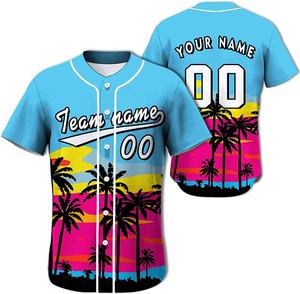 Fully Sublimated Baseball Jersey Button <b>Down</b> Personalized Name Number Baseball Shirts Sports Uniform - Product Image 1
