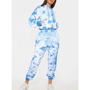 Ensemble de jogging pour femme en molleton bleu uni respirant, coupe décontractée, 2 pièces, vêtements de sport à manches longues, short d'hiver - Product Image 6