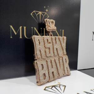 Colgante de Plata de Ley 925 Chapado en Oro Rosa con Diamantes de Moissanita VVS Estilo Hip Hop, Colgante Personalizado con Nombre o Logotipo, Joyería Fina - Product Image 2