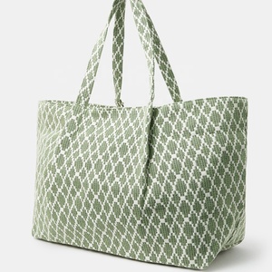 Sac fourre-tout géométrique jacquard pour femme, vert, tissé, sac à bandoulière de plage, sac de shopping, fabricant - Product Image 6