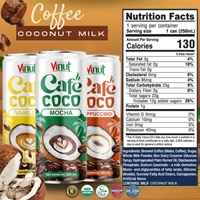 Boisson au café VINUT 250ml Arabica torréfaction italienne douce, au lait de coco et vanille, sans OGM, sans produits laitiers ni gluten, boîte réfrigérée, Vietnam, 18 mois