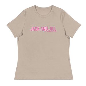 Taupe Beige Womens Jack and Jill Embroidery <b>Shirt</b> Short Sleeve Crew Neck Cotton Tee Casual Everyday Fashion Top Comfortable - Product Image 1
