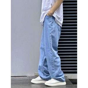 Jeans de Mezclilla Vintage para Hombre, Corte Recto, Cintura Alta, Lavado Claro, Ecológicos, Transpirables, Estilo Urbano, Tallas 28-42 - Product Image 3