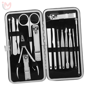 Kit de manucure et pédicure professionnel 16 pièces, étui de voyage en cuir luxueux, ensemble de coupe-ongles en acier inoxydable pour hommes et femmes, boîte - Product Image 4