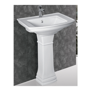 Good Quality Top Bulk Selling White Ceramic Single Hole Sanitary Ware Pedestal Hand Wash Basin Sink for Home Use from India - Product Image 1