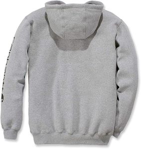 Sudadera con Capucha para Hombre, Corte Regular, Color Gris Sólido, Logotipo en el Bolsillo de la Manga, Ropa Casual de Otoño - Product Image 5