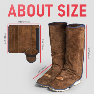 Guêtres de soudeur en cuir croûte de vachette, résistantes à la chaleur et à l'abrasion, avec vêtements de sécurité ignifuges pour soudeurs - Product Image 2