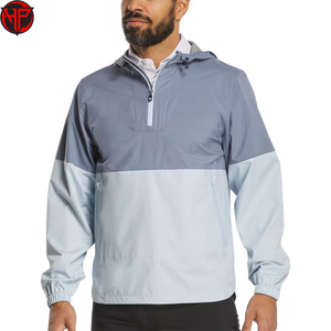Veste coupe-vent pour homme, à blocs de couleur, avec capuche, fermeture éclair sur le devant, logo, tissu tricoté, légère, décontractée, pour l'hiver, pour l'extérieur - Product Image 1