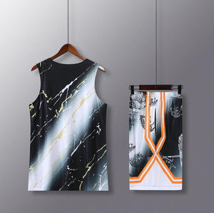 Ensemble de maillots de basket-ball personnalisés sublimés dégradés bleus pour hommes, sans manches, en maille respirante, en polyester, uniforme de sport d'été - Product Image 4