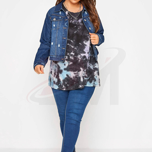 Camiseta de Manga Larga con Estampado Tie Dye para Mujer, Corte Holgado, Cuello Redondo, Tejido de Algodón Informal, Transpirable, para Todas las Temporadas - Product Image 1