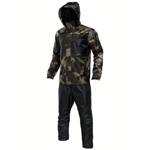 Hot Sale <b>Windbreaker</b> Set For Adult <b>Camo</b> Design Zipper Up Inner Fleece Collar <b>Windbreaker</b> Suit With Adjustable Hood - Product Image 2
