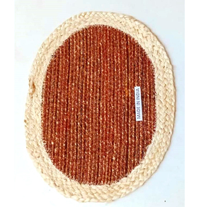 Set de table rond décoratif en jute naturel tressé à la main avec une tressage en corde de coton, idéal pour les tables de salle à manger de style farmhouse, parfait pour les hôtels. - Product Image 1
