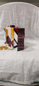 Pochette en résine à motif bohème de bonbons, écologique, durable, fabriquée sur mesure avec des poignées et des chaînes en laiton par CRAFTING CRAFTS - Product Image 6