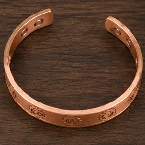 Handcrafted Lotus Chakra Motif Magnetic Solid Copper Wrist Bangle Bracelet Fashionable Metal Jewelry Exquisite Craftsmanship - Product Image 1
