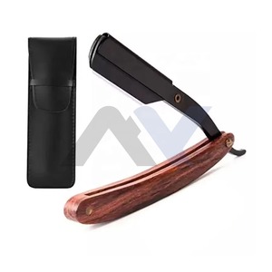 Navaja de Afeitar Profesional para Hombre, de Acero Inoxidable, Mango de Madera Roja, Bloqueo Deslizante, Cuchilla Reemplazable, Herramienta de Barbería para Afeitar Cara y Cuerpo - Product Image 5