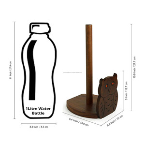 Toallero de papel de cocina de madera con acabado de pulido de madera marrón con diseño de pájaro forma redonda de alta calidad para papel tisú - Product Image 3